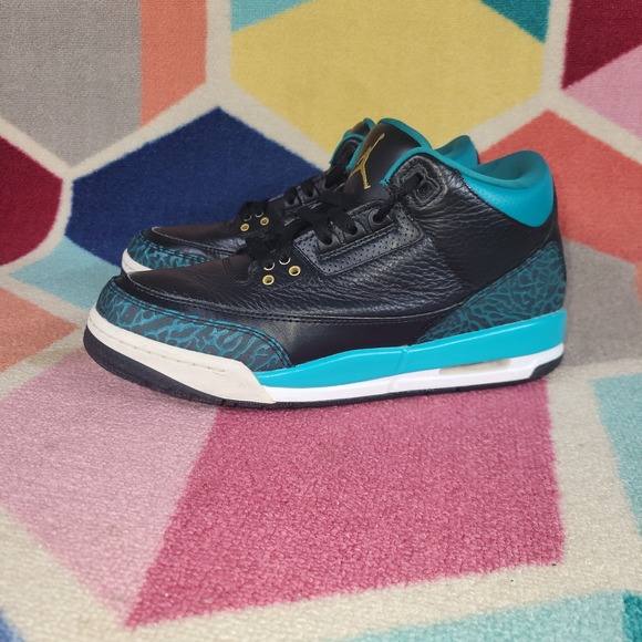 Air Jordan 3 Retro Rio Teal Black Basketball Sneakers Youth Size 8Y - Picture 2 of 7